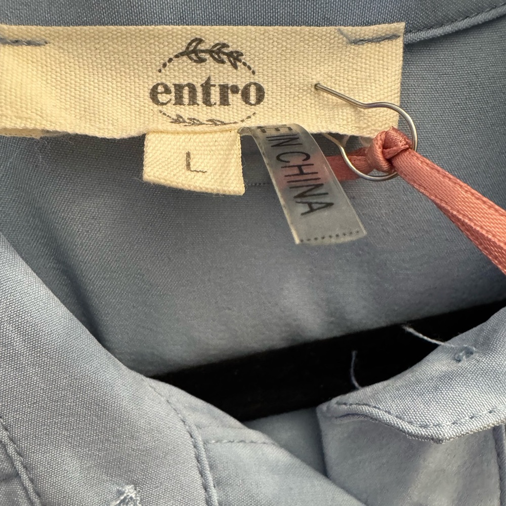 Entro Chambray Blue Button Down Tiered Dress size large - Picture 5 of 6